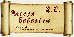 Mateja Beleslin vizit kartica